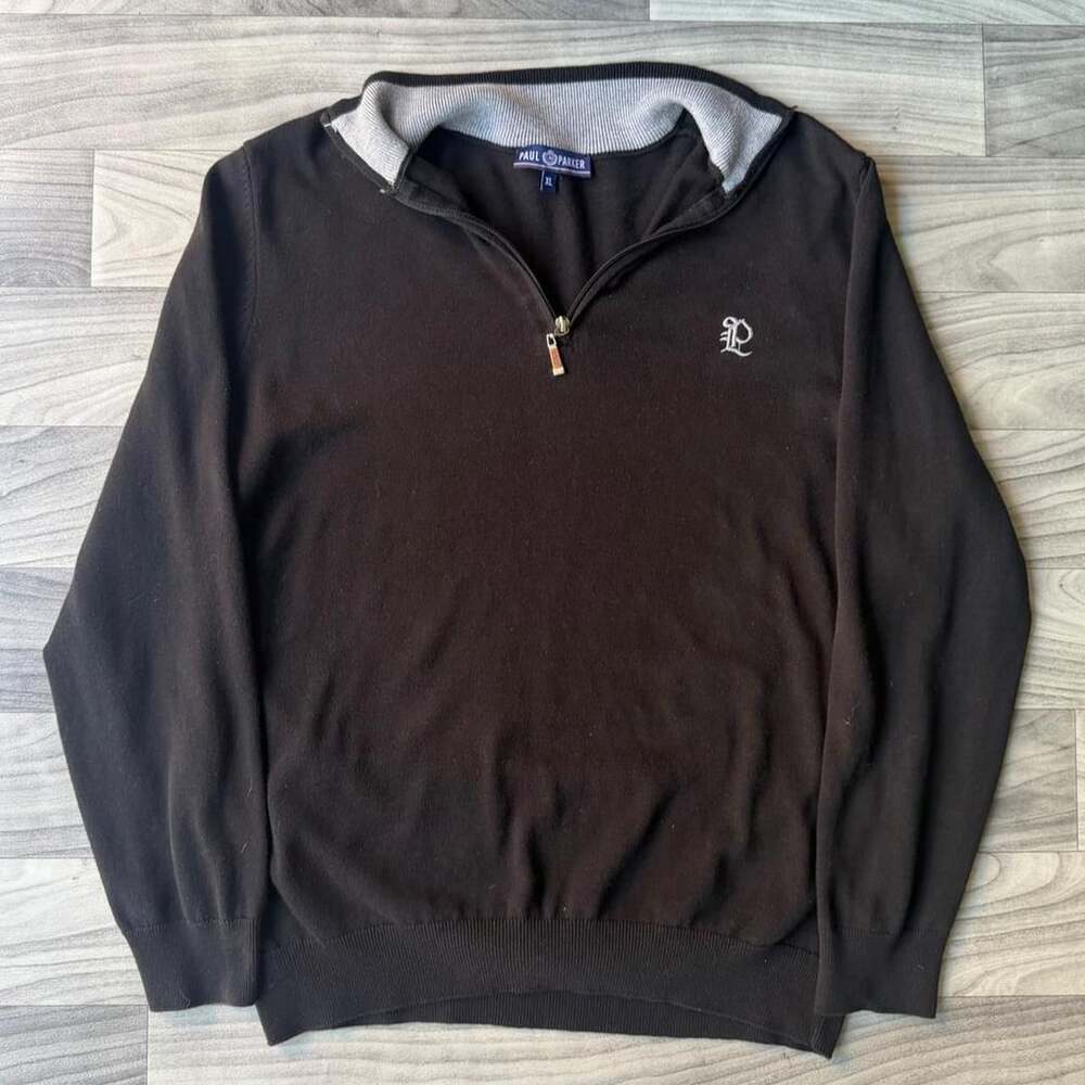 Paul Parker Y2K Black Quarter Zip Pullover Sweater